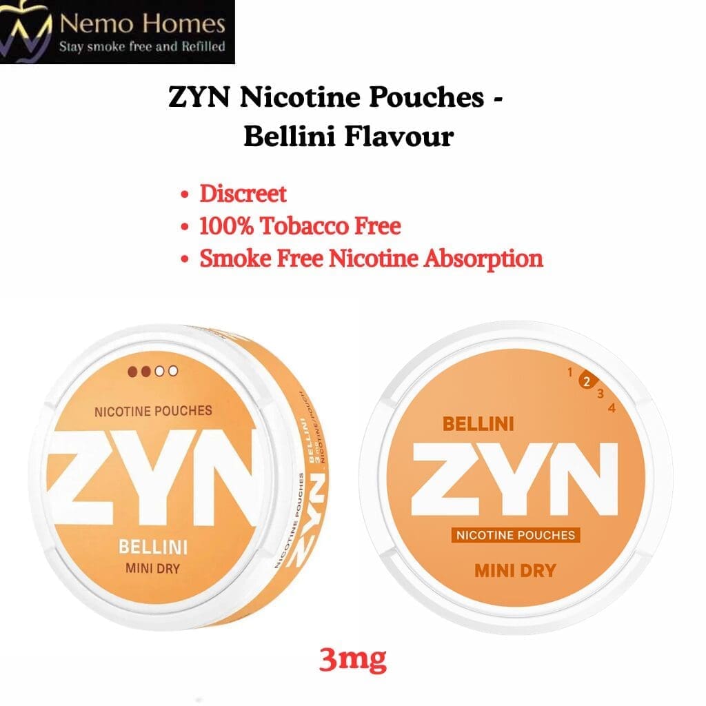 Buy ZYN Nicotine Pouches – Mini – Zyn Bellini Dry 3mg - Free UK Next Day Delivery (no minimum spend)