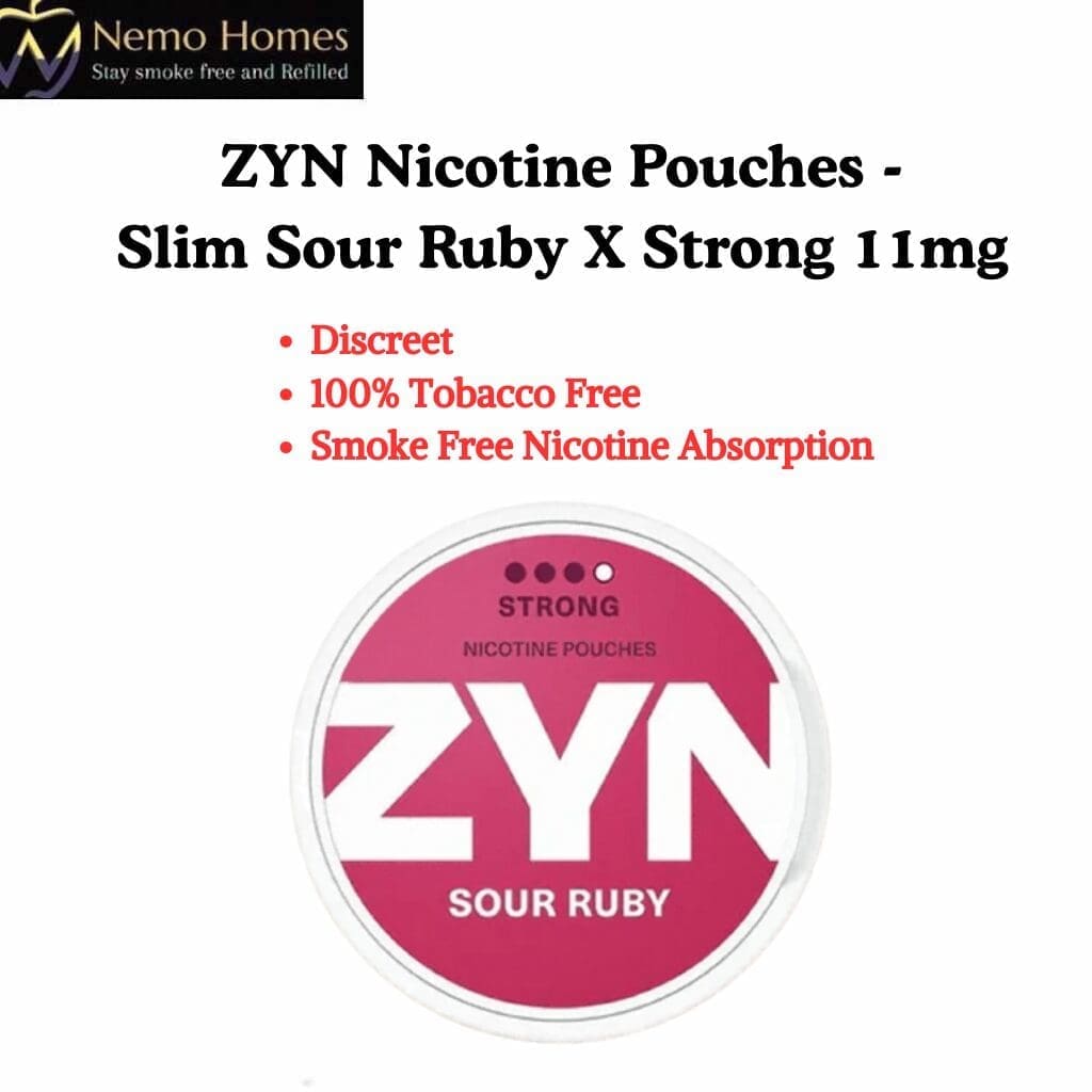 Buy ZYN Nicotine Pouches – Slim Sour Ruby X Strong 11mg - Free UK Next Day Delivery (no minimum spend)