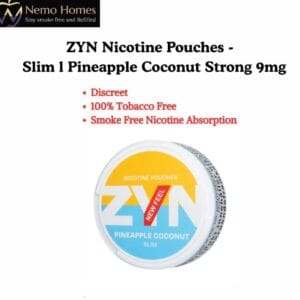 Buy ZYN Nicotine Pouches – Slim Pineapple Coconut Strong 9mg - Free UK Next Day Delivery (no minimum spend)