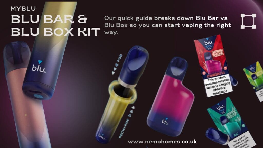 Blu Bar & Blu Box Vape Kits | 20mg Nic Salt - Nemo Homes