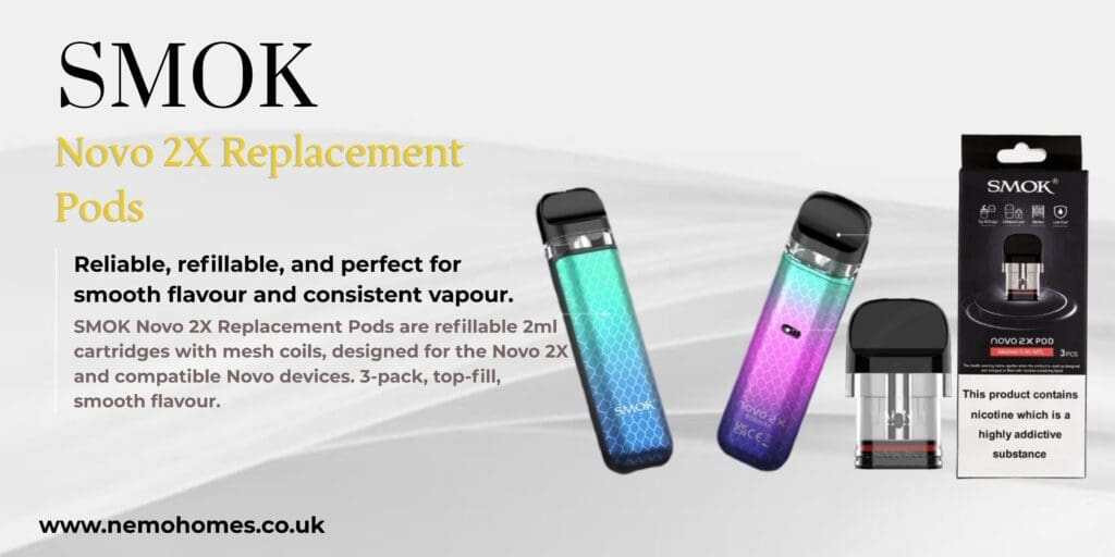 Buy SMOK Novo 2X Replacement Pods – Full Guide: Everything You Need To Know Explained 0.8 ohm MTL pods - Free UK Next Day Delivery (no minimum spend)