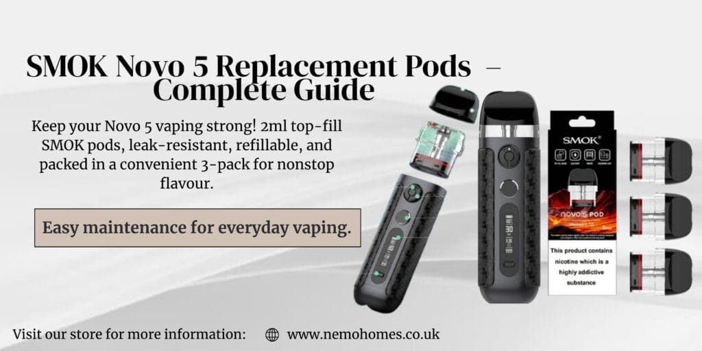Buy SMOK Novo 5 Replacement Pods – Full Guide: Everything You Need To Know Explained 2ml vape pods - Free UK Next Day Delivery (no minimum spend)