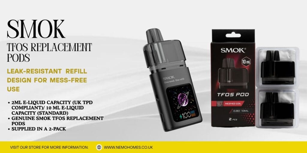 Buy SMOK TFOS Replacement Pods – Full Guide: Everything You Need To Know Explained 2 pack pods - Free UK Next Day Delivery (no minimum spend)