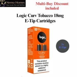 Buy Logic Curv Tobacco 18mg E-Tip Cartridges  - Free UK Next Day Delivery (no minimum spend)