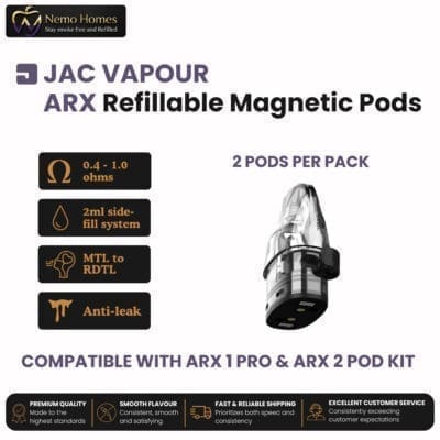 Buy JAC Vapour ARX Pods | Refillable - Free UK Next Day Delivery (no minimum spend)