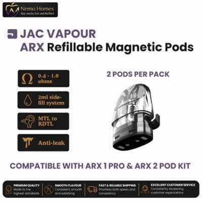Buy JAC Vapour ARX Pods | Refillable - Free UK Next Day Delivery (no minimum spend)