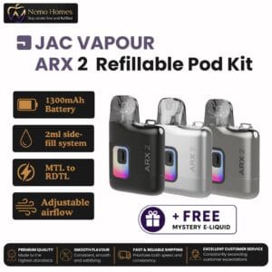Buy JAC Vapour ARX 2 Refillable Pod Kit + Free Mystery E-Liquid  - Free UK Next Day Delivery (no minimum spend)