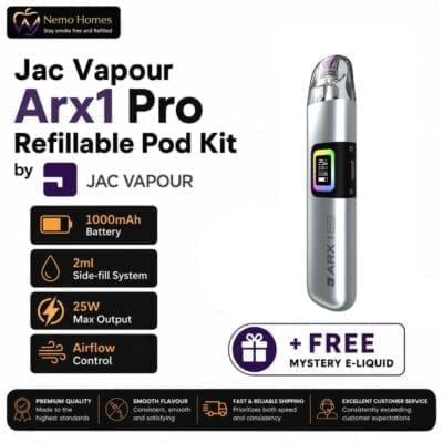 Buy JAC Vapour ARX 1 Pro Refillable Pod Kit | Free Mystery E-Liquid  - Free UK Next Day Delivery (no minimum spend)