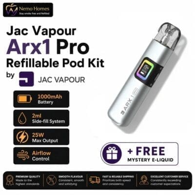 Buy JAC Vapour ARX 1 Pro Refillable Pod Kit | Free Mystery E-Liquid  - Free UK Next Day Delivery (no minimum spend)