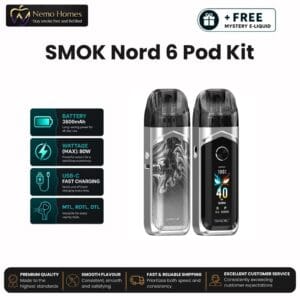 Buy SMOK Nord 6 Kit + Free E liquid - Silver - Free UK Next Day Delivery (no minimum spend)