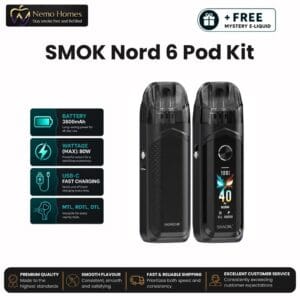 Buy SMOK Nord 6 Kit + Free E liquid - Black - Free UK Next Day Delivery (no minimum spend)