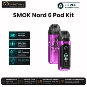Buy SMOK Nord 6 Kit + Free E liquid - Pink - Free UK Next Day Delivery (no minimum spend)