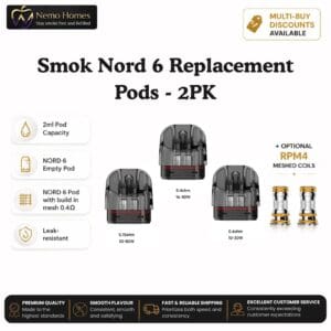 Buy SMOK Nord 6 Pods and RPM 4 Coils - Free UK Next Day Delivery (no minimum spend)