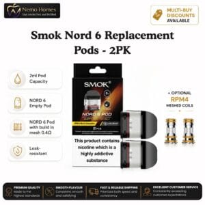 Buy SMOK Nord 6 Pods and RPM 4 Coils - Free UK Next Day Delivery (no minimum spend)