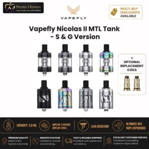 Buy Vapefly Nicolas II MTL Tank and Opt Coils (Nicolas 2) - Free UK Next Day Delivery (no minimum spend)