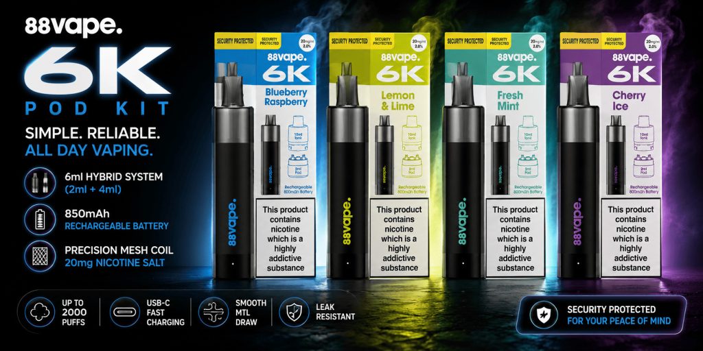 Buy Best Budget Vape Kits Under £20: The Complete Buying Guide 88Vape 6K - Free UK Next Day Delivery (no minimum spend)