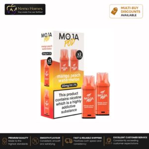 Buy MOJA Vape Kit and Pods by Liberty Flights - MOJA Pod Refill - Mango Peach Watermelon - 2 Pack - 20mg - Free UK Next Day Delivery (no minimum spend)