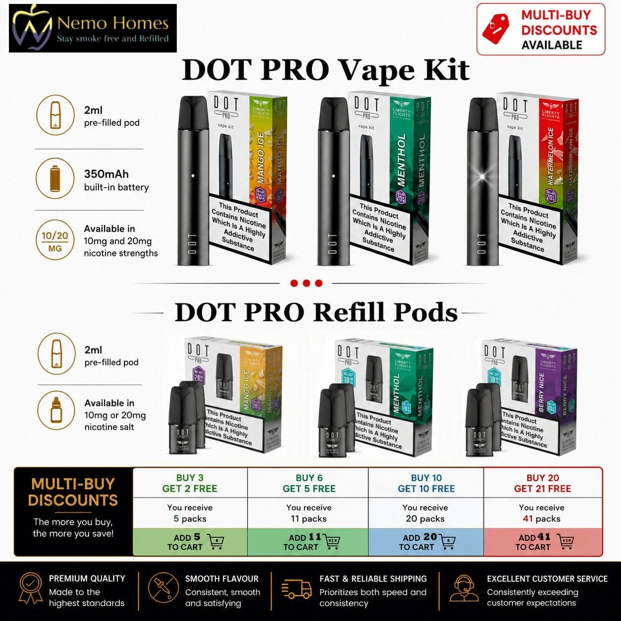 Buy DOT PRO Kit and Pods by Liberty Flights - Free UK Next Day Delivery (no minimum spend)