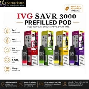 Buy IVG SAVR 3000 Pod Kit and Pod Refill  - Free UK Next Day Delivery (no minimum spend)