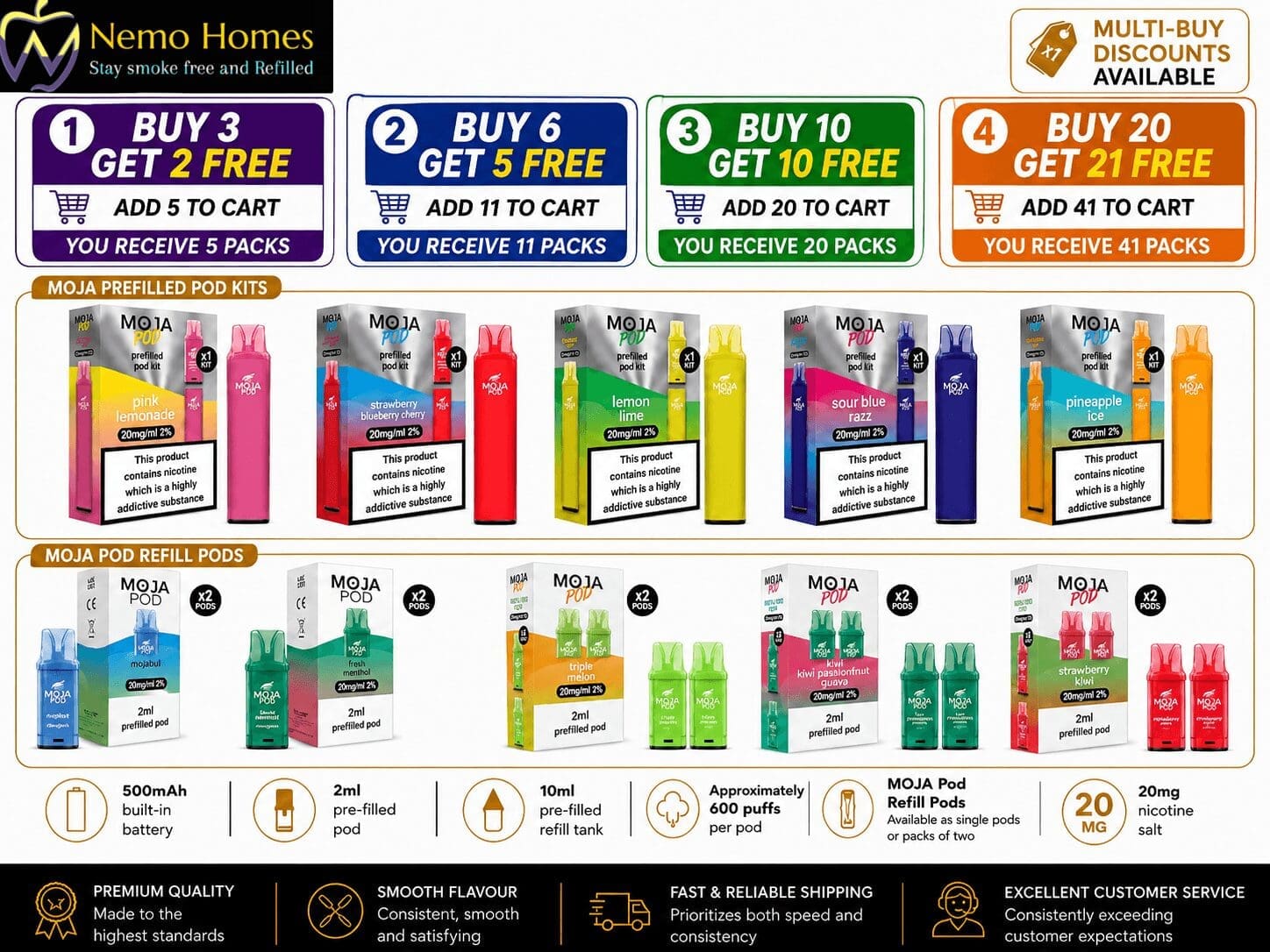 Buy MOJA Vape Kit and Pods by Liberty Flights - Free UK Next Day Delivery (no minimum spend)