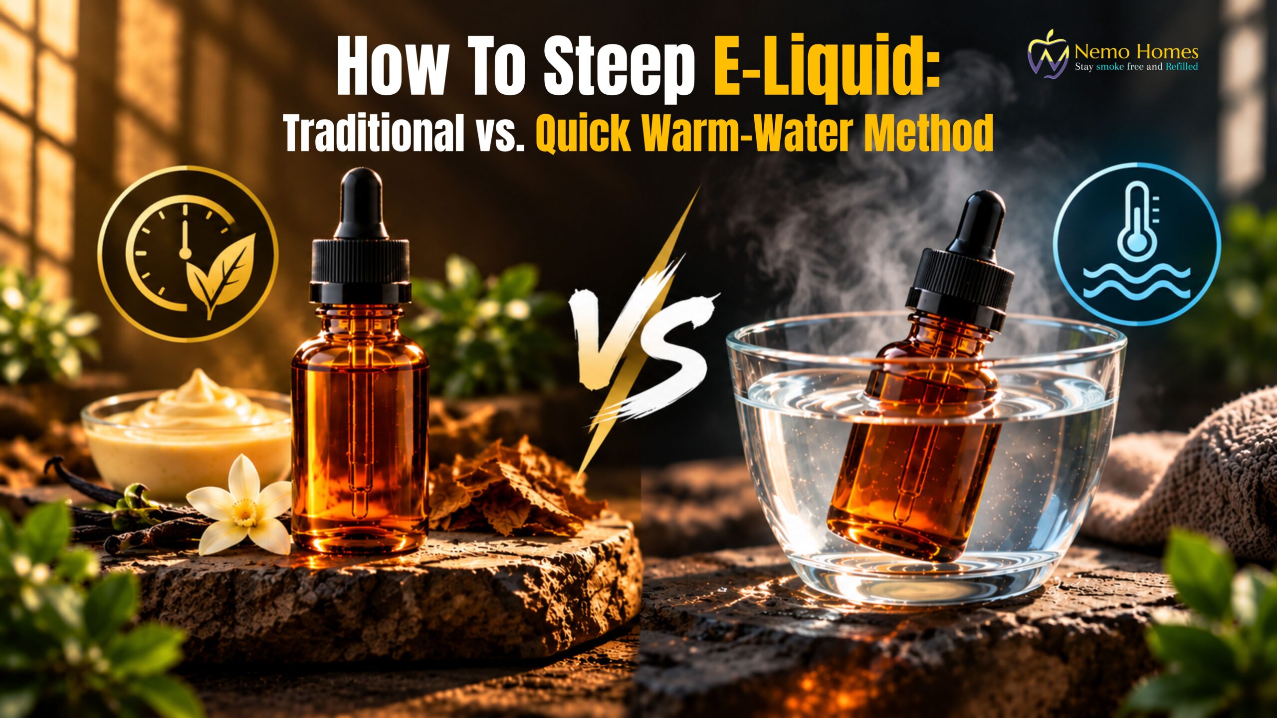 Buy How to Steep E-Liquid: Traditional vs. Quick Warm-Water Method e-liquid aging - Free UK Next Day Delivery (no minimum spend)