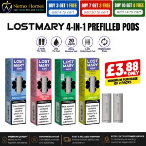 Buy Lost Mary 4-in-1 Pods | 2 Pack Lost Mary - Free UK Next Day Delivery (no minimum spend)