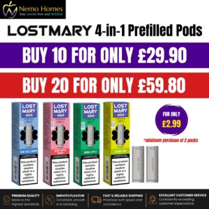 Buy Lost Mary 4 in 1 Replacement Pods Lost Mary - Free UK Next Day Delivery (no minimum spend)