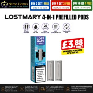 Buy Lost Mary 4-in-1 Pods | 2 Pack - Blueberry Sour Raspberry - Free UK Next Day Delivery (no minimum spend)