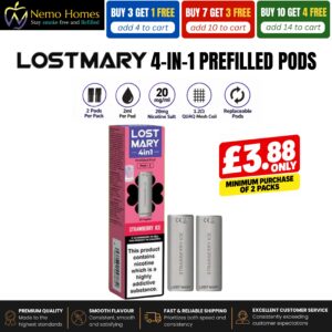 Buy Lost Mary 4-in-1 Pods | 2 Pack - Strawberry Ice - Free UK Next Day Delivery (no minimum spend)