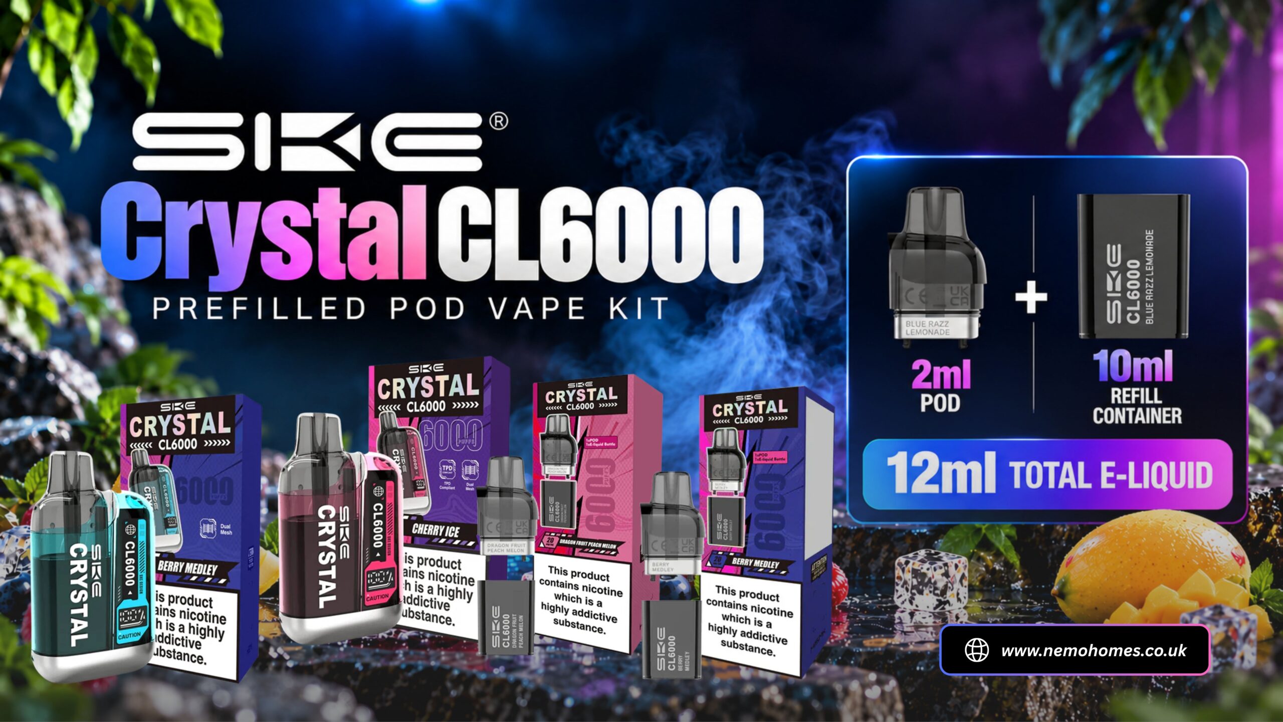 Buy SKE Crystal CL6000 Vape Kit: Everything You Need to Know Prefilled Pod Vape Kits - Free UK Next Day Delivery (no minimum spend)